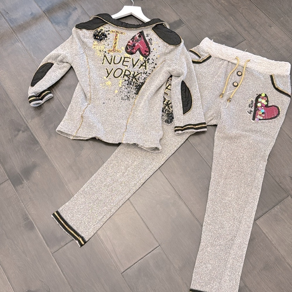 RAW DENIM HAREM STYLE CASUAL BLAZER SET 2 PIECES XL